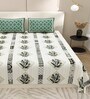 Green Traditional print 144 TC Cotton King Size  Bedsheet With 2 Pillow Cover