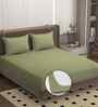 Green 250 Tc Cotton Fitted Bedsheet With 2 Pillow Covers