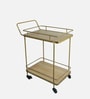 SuperNova Metal Bar Trolley In Gold Finish With Wood