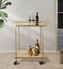 SuperNova Metal Bar Trolley In Gold Finish With Wood