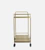 SuperNova Metal Bar Trolley In Gold Finish With Wood