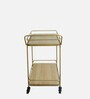 SuperNova Metal Bar Trolley In Gold Finish With Wood