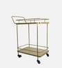 SuperNova Metal Bar Trolley In Gold Finish With Wood