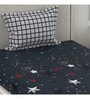Blue Wildlife 210 TC Microfiber Single Size Bedsheet With 1 Pillow Covers