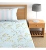 Blue Floral 210 TC Microfiber Single Bed Sized Bed Sheets With 1 Pillow Cover