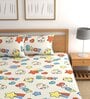 Cream Kids 210 TC Microfiber Double Bedsheet With 2 Pillow Covers Supreme Collection