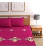 Magenta Traditional 210 TC Microfiber Queen Sized Bed Sheets with 2 Pillow Covers