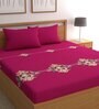 Magenta Traditional 210 TC Microfiber Queen Sized Bed Sheets with 2 Pillow Covers