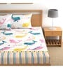 White Shark Print 210 TC Microfiber Fitted Double Size Bedsheet With 2 Pillow Covers