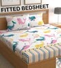 White Shark Print 210 TC Microfiber Fitted Double Size Bedsheet With 2 Pillow Covers