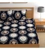 Navy Blue Floral 210 TC Microfiber Queen Sized Bed Sheets with 2 Pillow Covers