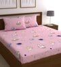 Pink Cartoon 210 TC Microfiber Double Size Bedsheet With 2 Pillow Covers