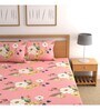 Pink Floral 210 TC Microfiber Queen Sized Bed Sheets with 2 Pillow Covers
