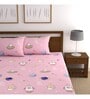 Pink Cartoon 210 TC Microfiber Double Size Bedsheet With 2 Pillow Covers