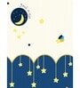 White & Blue Moon & Star 210 TC Microfiber Fitted Double Size Bedsheet With 2 Pillow Covers