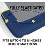 White & Blue Moon & Star 210 TC Microfiber Fitted Double Size Bedsheet With 2 Pillow Covers