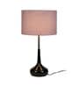 Surahi Grey Cotton Shade Table Lamp with Black & Silver Base