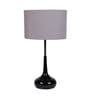 Surahi Grey Cotton Shade Table Lamp with Black & Silver Base