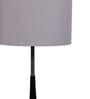 Surahi Grey Cotton Shade Table Lamp with Black & Silver Base