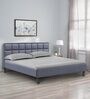 Surma Upholstered King Size Bed In Omega Blue Finish