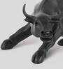 Surreal Charging Bull Black Resin Figurine