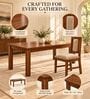 Sutra 6 Seater Dining Set In Provincial Teak Finish With Beige Colour Chair Sutra 6 Seater Dining Set In Provincial Teak Finish With Beige Colour Chair
