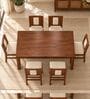 Sutra 6 Seater Dining Set In Provincial Teak Finish With Beige Colour Chair Sutra 6 Seater Dining Set In Provincial Teak Finish With Beige Colour Chair
