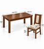 Sutra 6 Seater Dining Set In Provincial Teak Finish With Beige Colour Chair Sutra 6 Seater Dining Set In Provincial Teak Finish With Beige Colour Chair