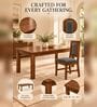 Sutra 6 Seater Dining Set In Provincial Teak Finish With Grey Colour Chair Sutra 6 Seater Dining Set In Provincial Teak Finish With Grey Colour Chair