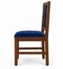 Sutra 6 Seater Dining Set In Provincial Teak Finish With Navy Blue Colour Chair Sutra 6 Seater Dining Set In Provincial Teak Finish With Navy Blue Colour Chair