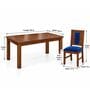 Sutra 6 Seater Dining Set In Provincial Teak Finish With Navy Blue Colour Chair Sutra 6 Seater Dining Set In Provincial Teak Finish With Navy Blue Colour Chair