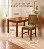 Sutra 6 Seater Dining Set In Provincial Teak Finish With Olive Green Colour Chair Sutra 6 Seater Dining Set In Provincial Teak Finish With Olive Green Colour Chair
