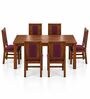 Sutra 6 Seater Dining Set In Provincial Teak Finish With Plum Colour Chair Sutra 6 Seater Dining Set In Provincial Teak Finish With Plum Colour Chair