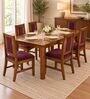 Sutra 6 Seater Dining Set In Provincial Teak Finish With Plum Colour Chair Sutra 6 Seater Dining Set In Provincial Teak Finish With Plum Colour Chair