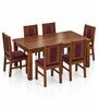 Sutra 6 Seater Dining Set In Provincial Teak Finish With Plum Colour Chair Sutra 6 Seater Dining Set In Provincial Teak Finish With Plum Colour Chair