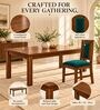 Sutra 6 Seater Dining Set In Provincial Teak Finish With Teal Green Colour Chair Sutra 6 Seater Dining Set In Provincial Teak Finish With Teal Green Colour Chair