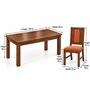 Sutra 6 Seater Dining Set In Provincial Teak Finish With Terracotta Orange Colour Chair Sutra 6 Seater Dining Set In Provincial Teak Finish With Terracotta Orange Colour Chair