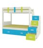 Suvina Bunk Bed in Lime Yellow Azure Blue with Drawer Storage