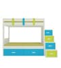 Suvina Bunk Bed in Lime Yellow Azure Blue with Drawer Storage