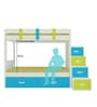 Suvina Bunk Bed in Lime Yellow Azure Blue with Drawer Storage