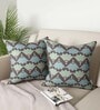 Grey Traditional Cotton 16 x 16 Inches Cushion Covers (Set of 2)