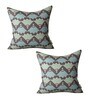 Grey Traditional Cotton 16 x 16 Inches Cushion Covers (Set of 2)
