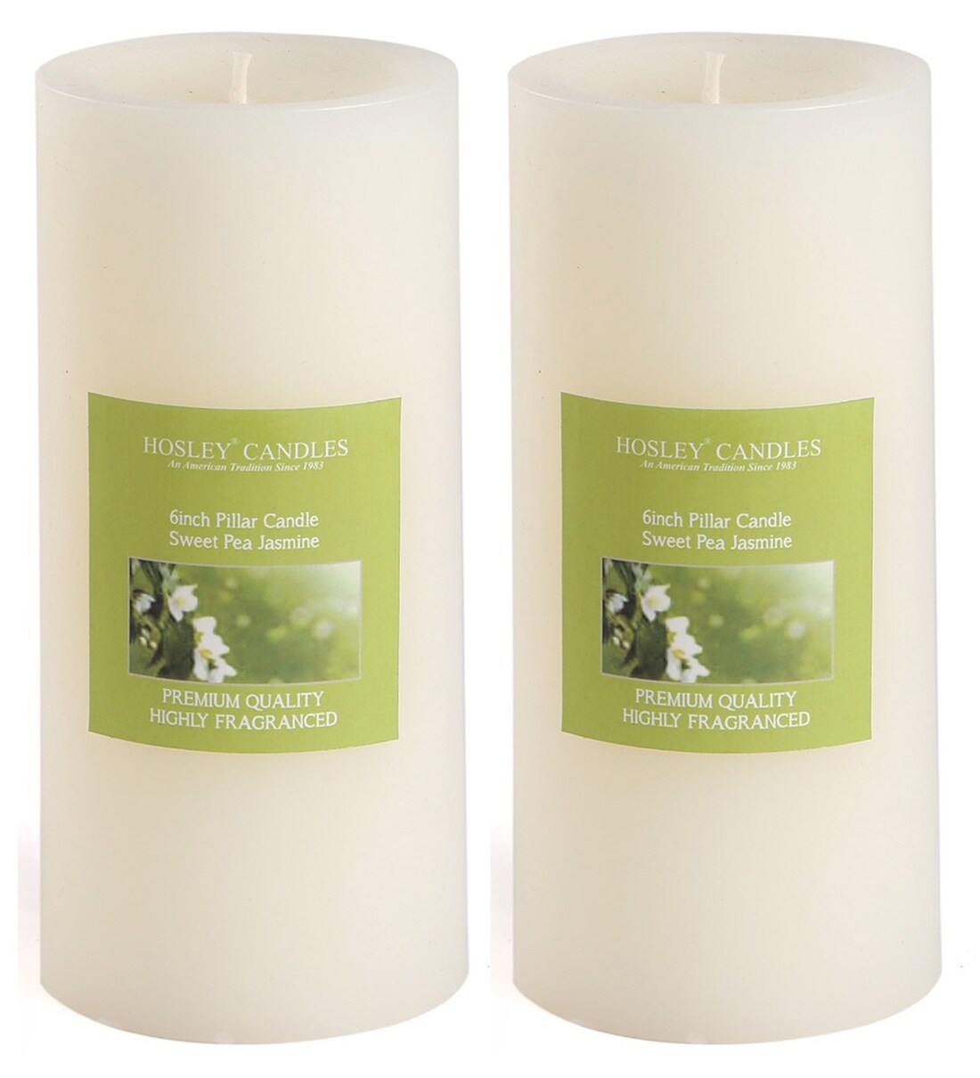 Buy Sweet Pea Jasmine 6 Inches Pillar Candles by Hosley Set of 2