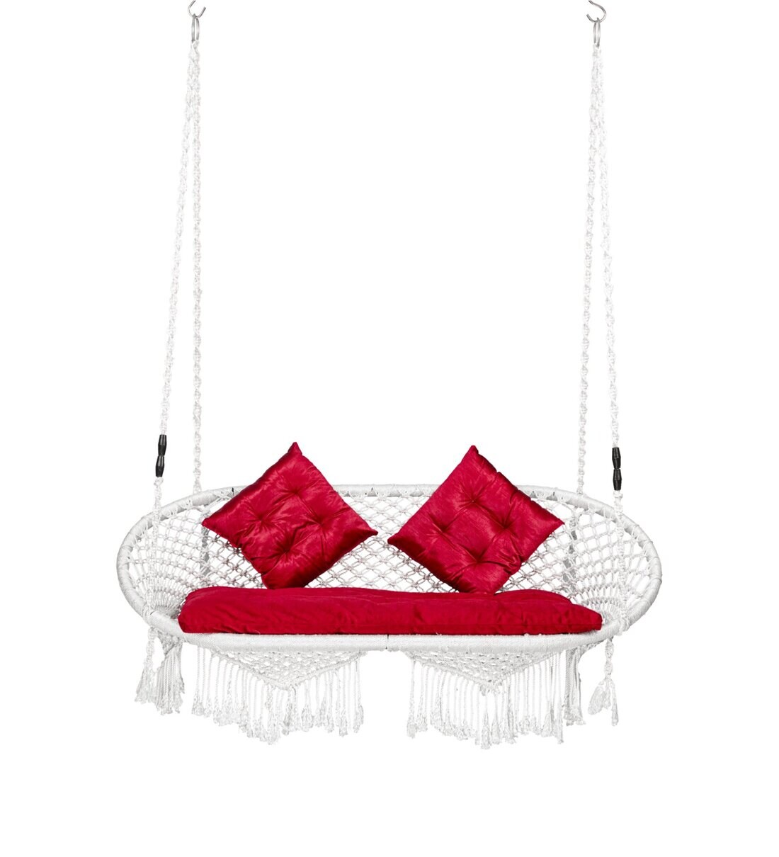 Buy Fabric Swing in White & Red Colour with cushions by Swingzy Online