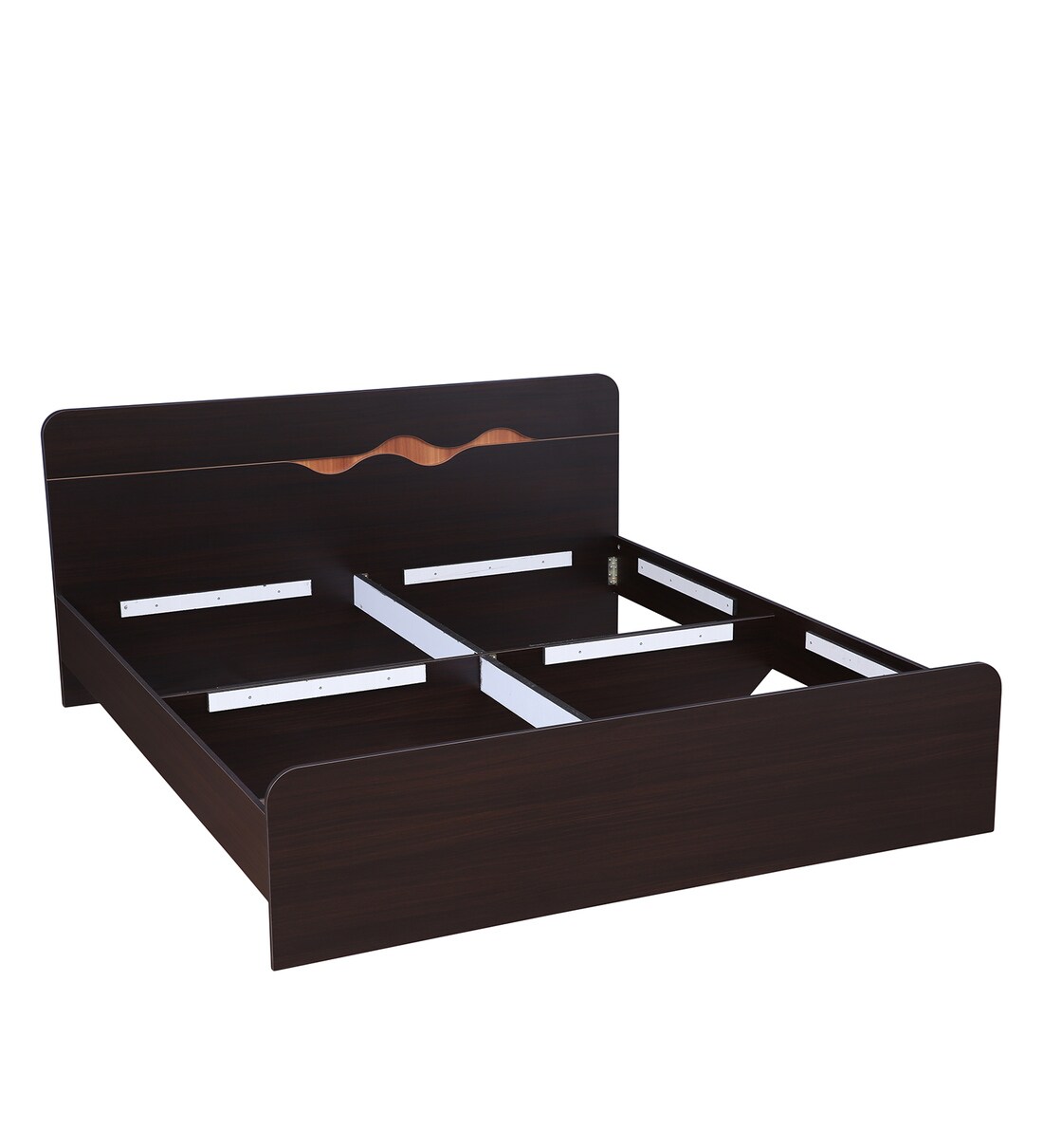 Buy Swirl King Size Bed in Dark Oak Finish by Hometown Online Modern King Size Beds Beds