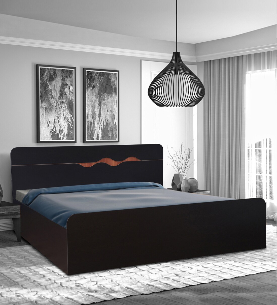 Buy Swirl King Size Bed in Denver Oak Finish with Box Storage at 55 OFF by HomeTown Pepperfry