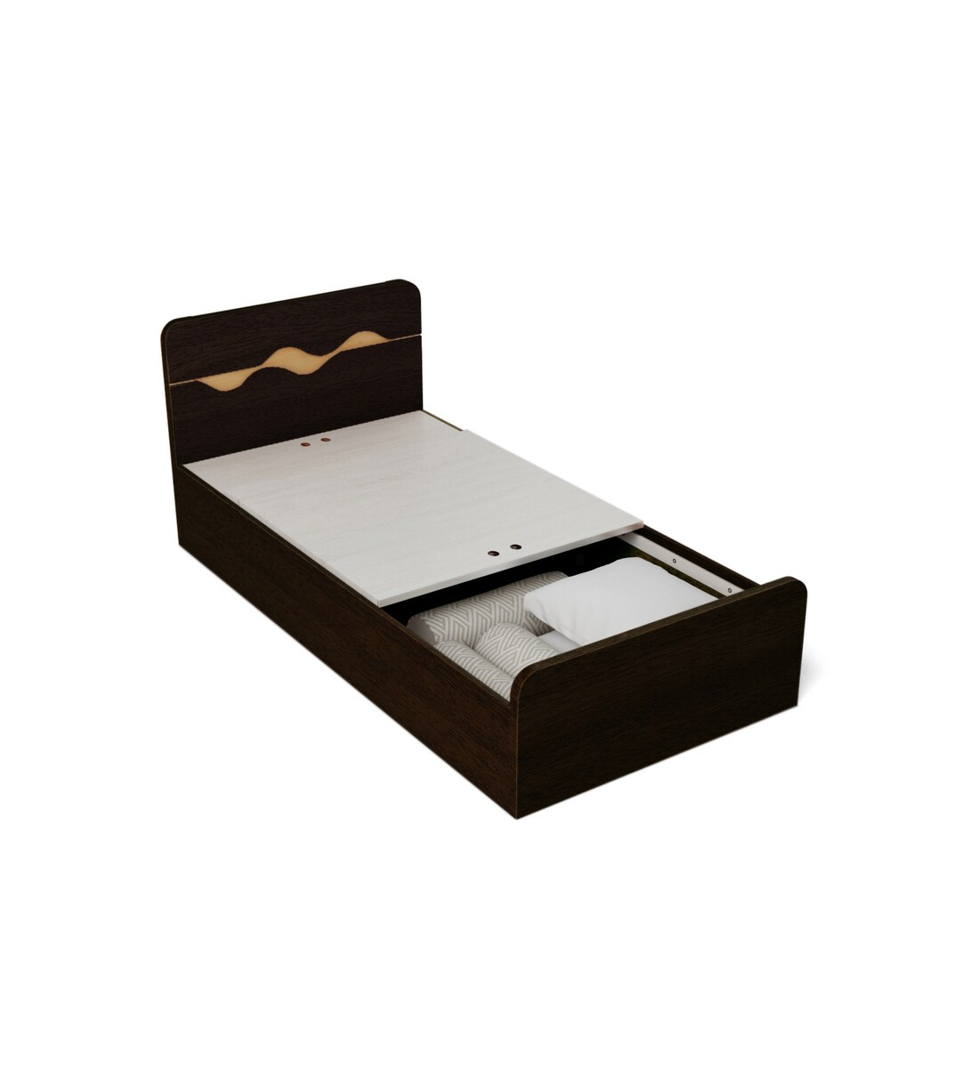 Buy Swirl Single Bed with Storage in Denver Oak Finish by HomeTown