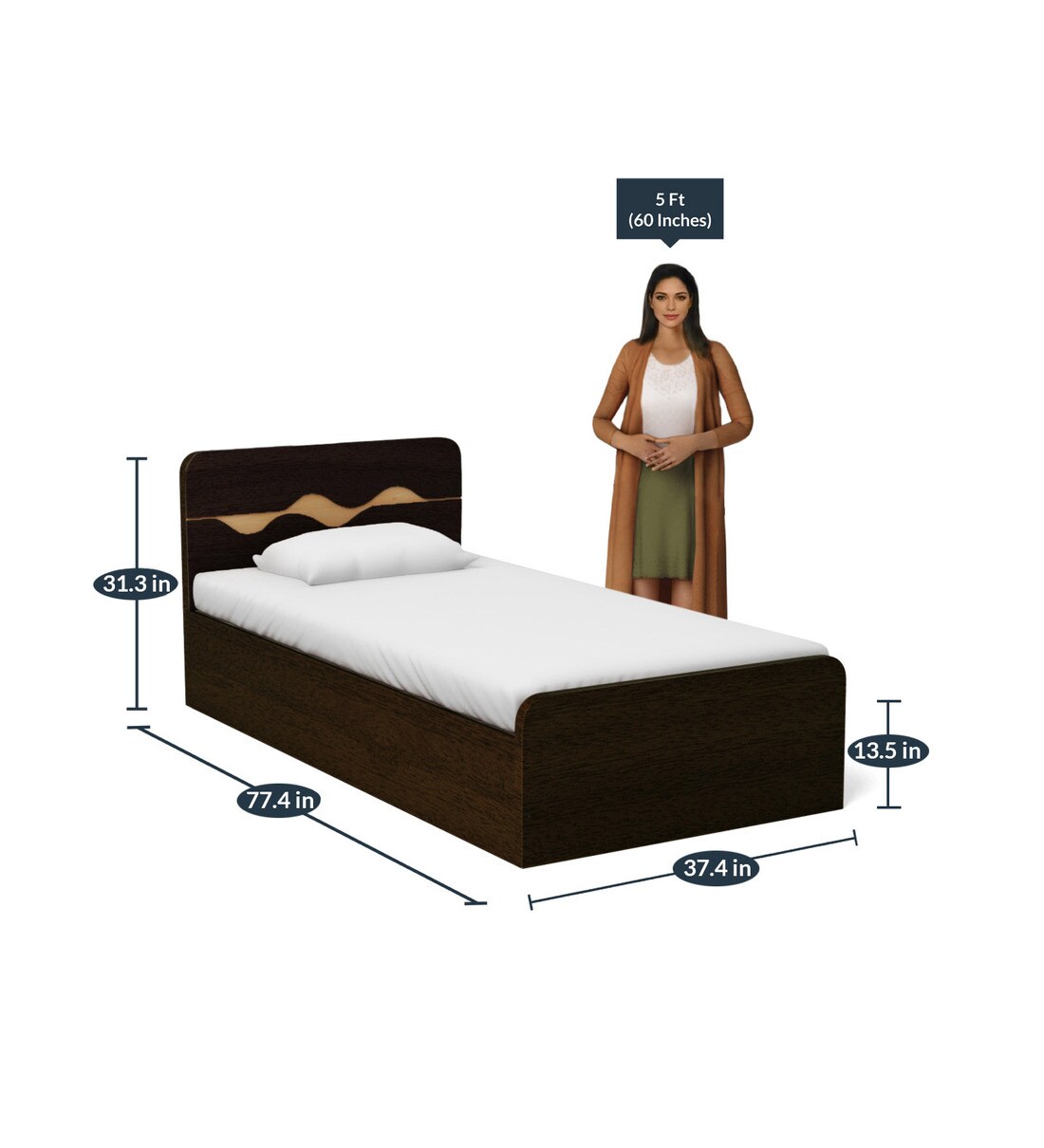 Buy Swirl Single Bed with Storage in Denver Oak Finish by HomeTown