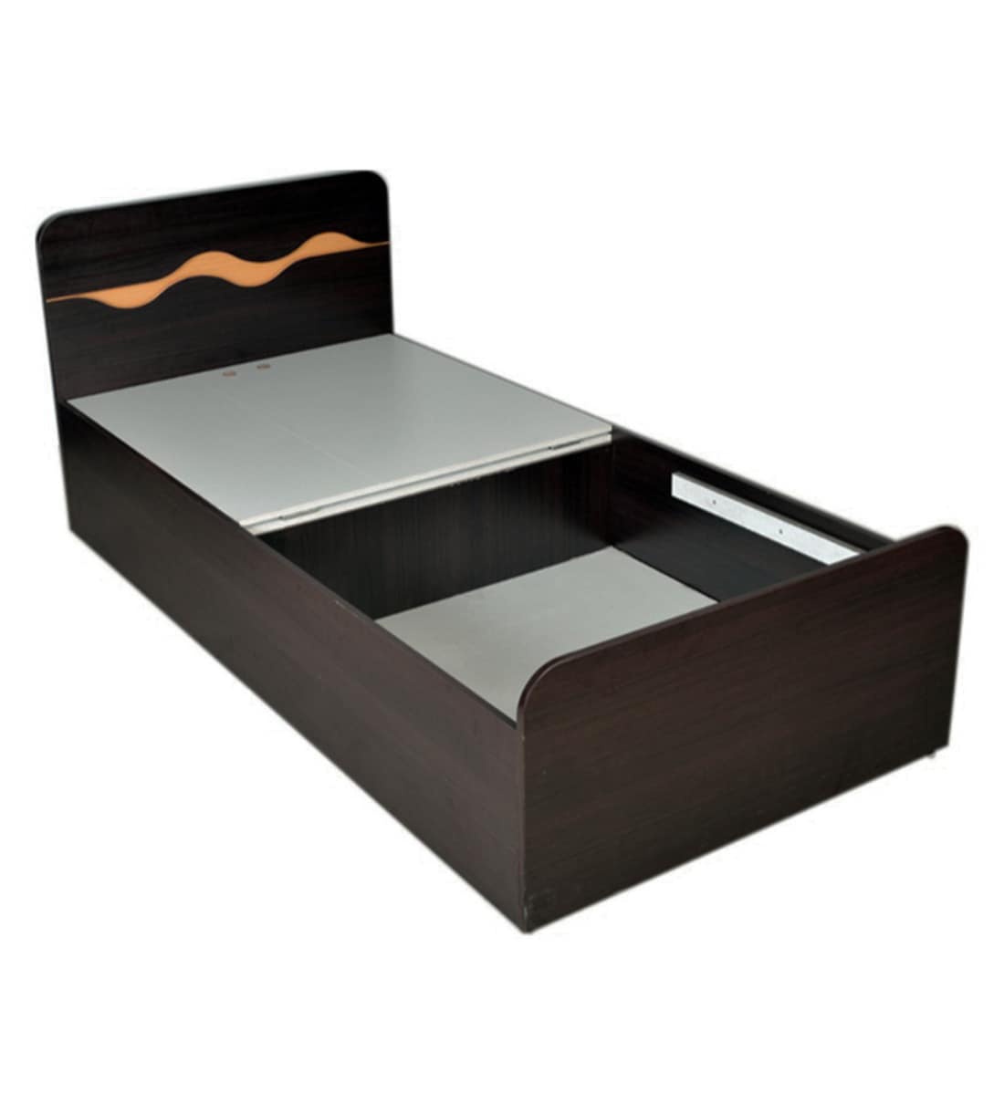 Buy Swirl Single Bed with Storage in Wenge Finish by HomeTown Online Modern Single Beds Beds