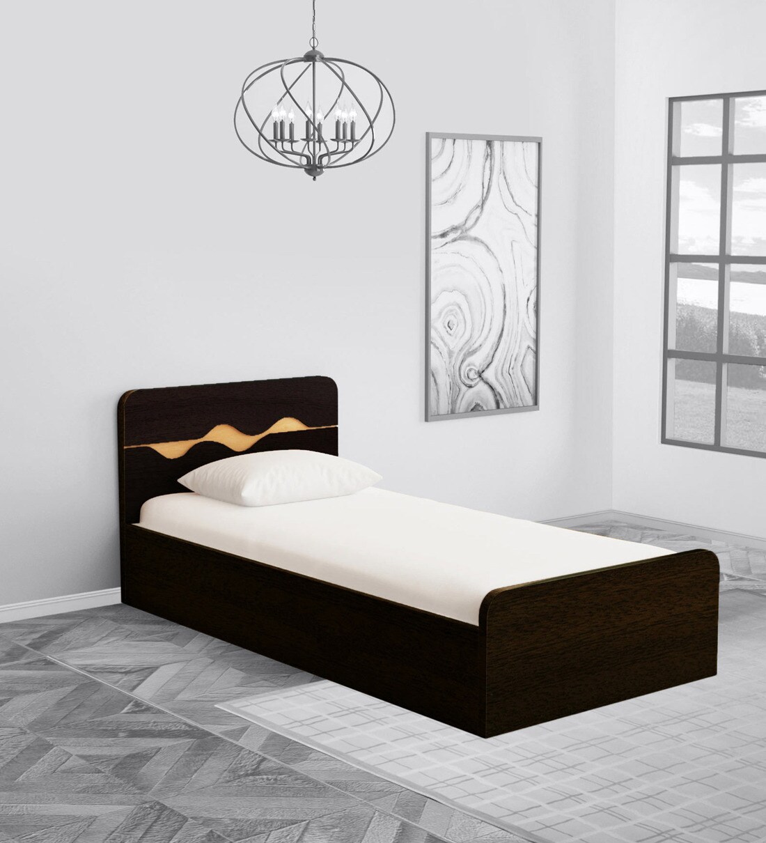 Buy Swirl Single Bed With Storage In Denver Oak Finish By Hometown Online Modern Single Beds Beds Furniture Pepperfry Product